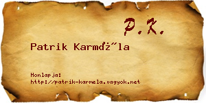 Patrik Karméla névjegykártya